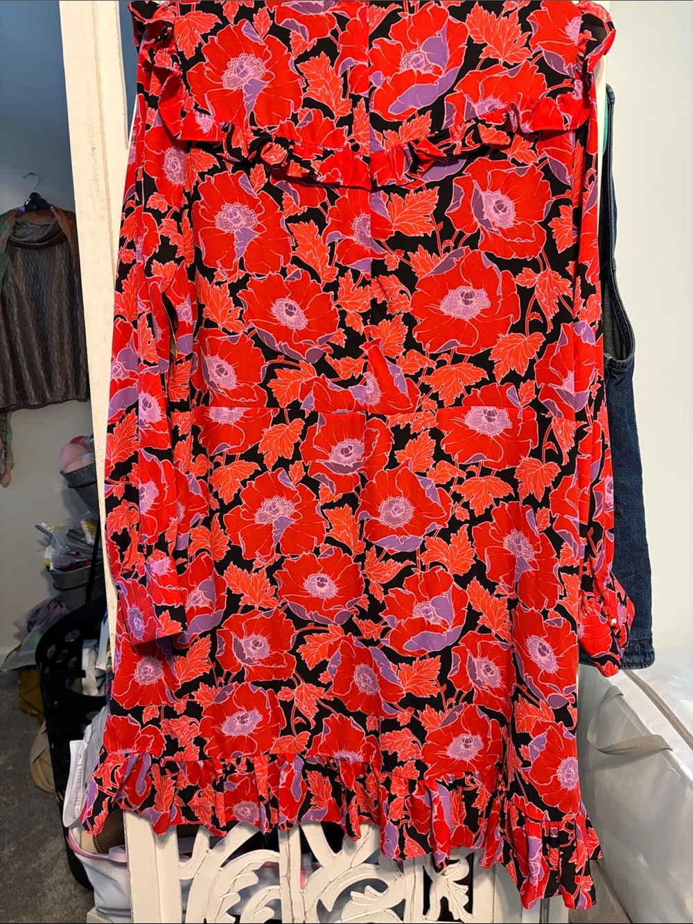 Red Floral Ruffle Dress - Picture 7 of 7